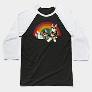 4 cute kitties and rainbow Baseball T-Shirt